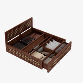 Maharana Solid Sheesham Wood Bed With Box And Drawer Storage (King Size, Natural Finish)